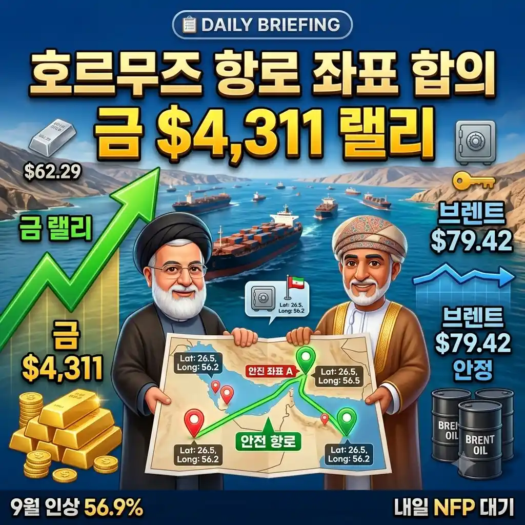 8월 6일 오늘의 브리핑 — 호르무즈 항로 지리적 좌표 합의 완료 · 60일 임시 통항체계 가시화, 다우 54,349·S&P -0.17%