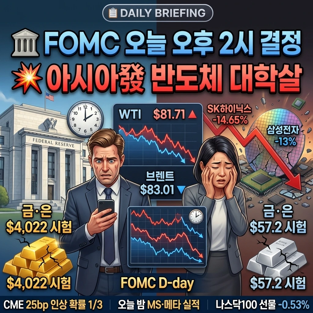 7월 29일 오늘의 브리핑 — FOMC 결정 오늘 오후 2시(동전던지기 수준 접전, 인상 확률 1/3)·워쉬 2번째 회의