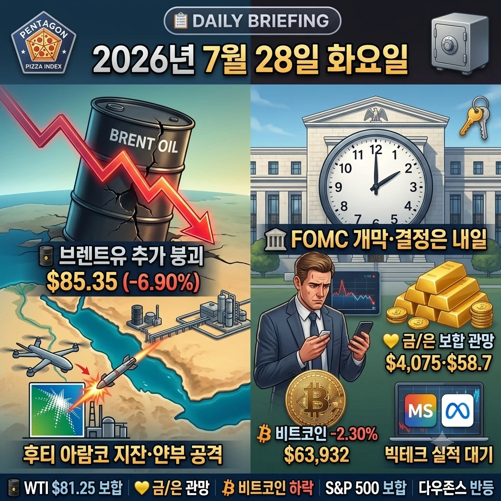 7월 28일 오늘의 브리핑 — FOMC 이틀째 개막(결정은 내일 수요일)·워쉬 의장 체제